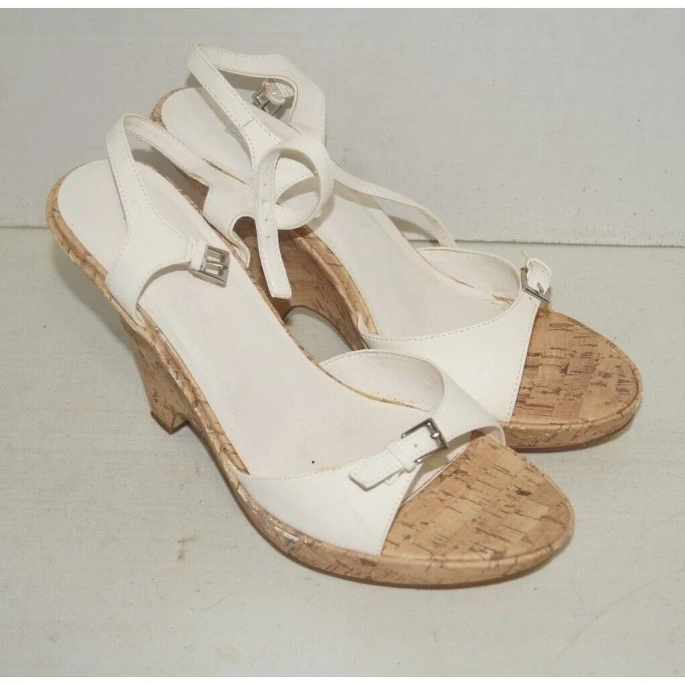 Bakers White Wedge High Heeled Shoes Women's Size 10M